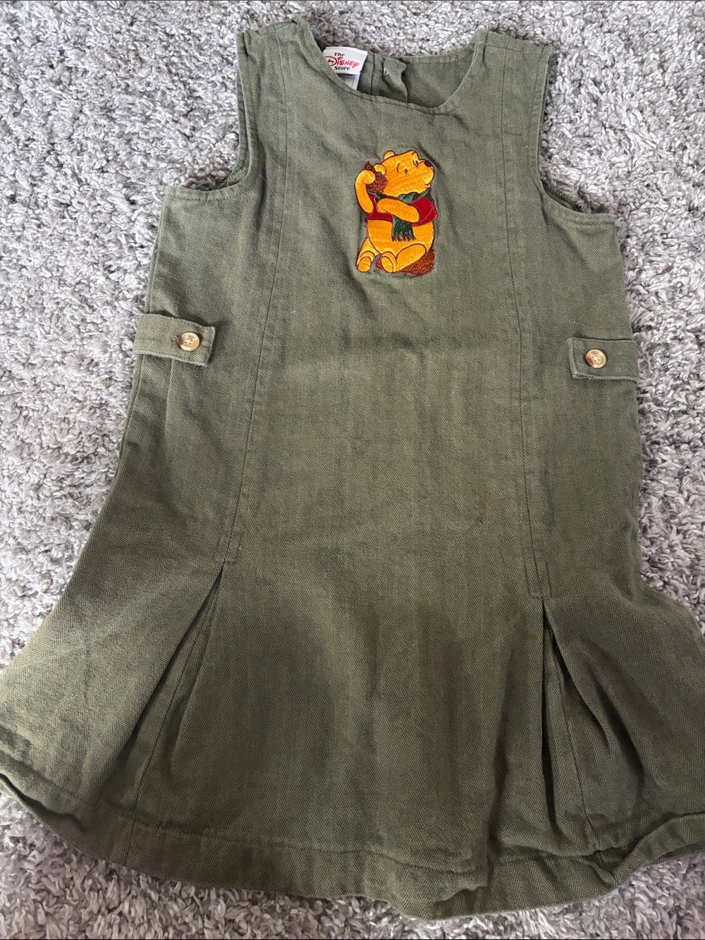 Disney Olive Green Winnie the Pooh Pinafore